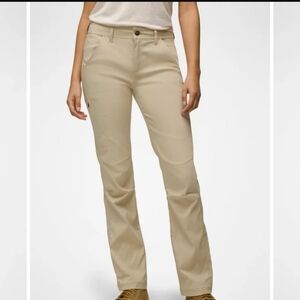 PrAna Women’s Stretch Zion Mid Rise Pant Tan Roll Up Hiking Outdoor Size 8